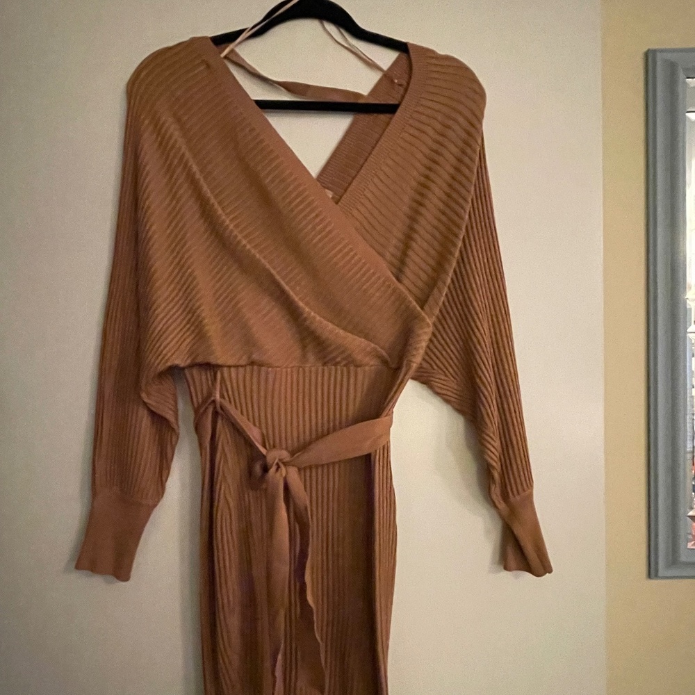 Camel sweater dress